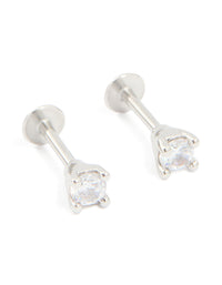 Titanium Cubic Zirconia Flat Back Earrings - link has visual effect only