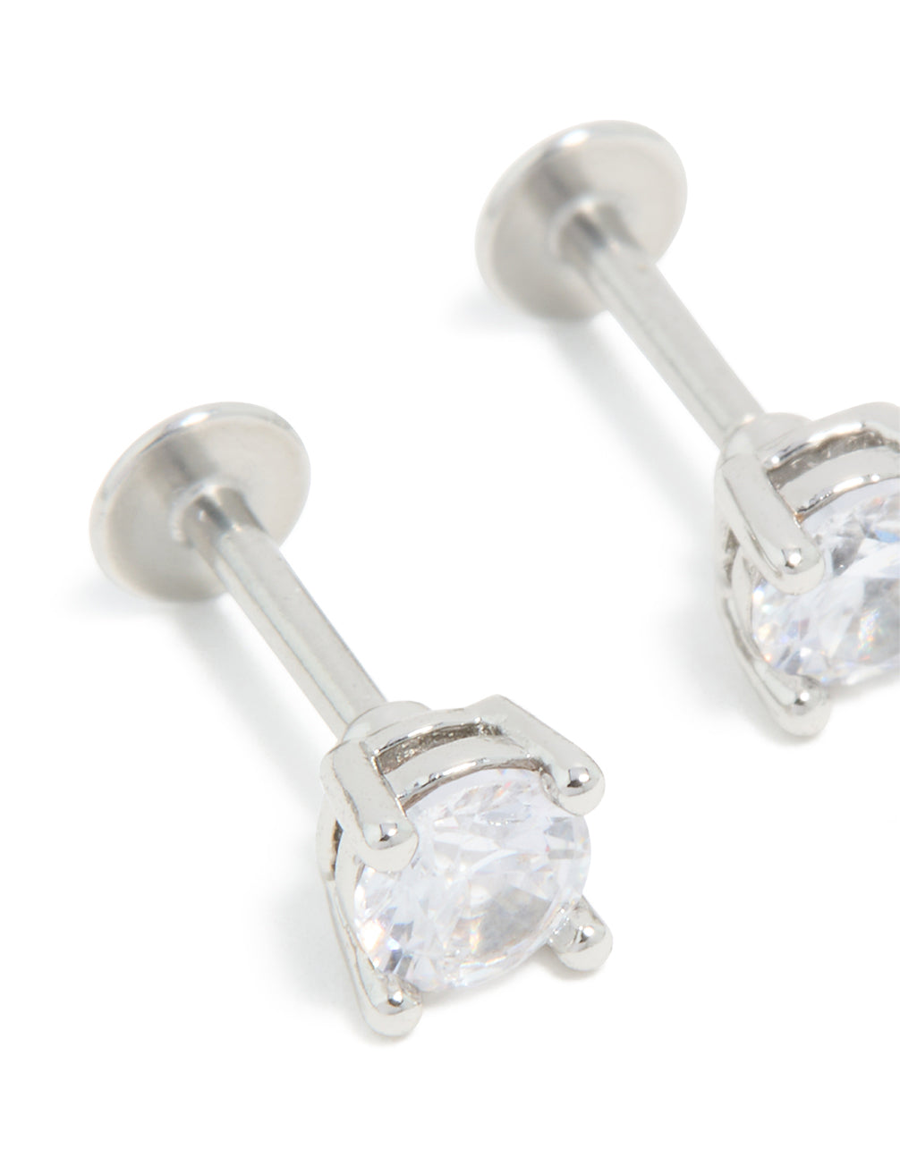 Titanium 4mm Cubic Zirconia Flat Back Studs