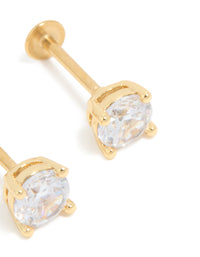 Gold Plated Surgical Steel 5mm Cubic Zirconia Flat Back Studs - link has visual effect only