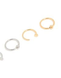 Mixed Metal Plated Surgical Steel Open & Ball Nose Rings 4-Pack - link has visual effect only