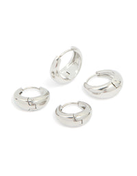Waterproof Stainless Steel Thick Oval Huggie Earrings 2-Pack - link has visual effect only
