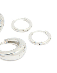 Waterproof Stainless Steel Cubic Zirconia Mix Huggie Earrings 3-Pack - link has visual effect only