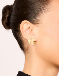 Waterproof Gold Plated Stainless Steel Chubby Hoop Earrings 2-Pack - link has visual effect only