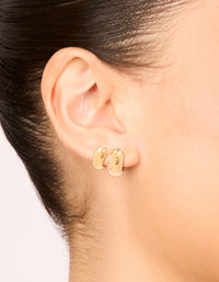 Waterproof Gold Plated Stainless Steel Small Chubby Huggie Earrings 2 Pack - link has visual effect only