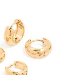 Waterproof Gold Plated Stainless Steel Small Chubby Huggie Earrings 2 Pack - link has visual effect only