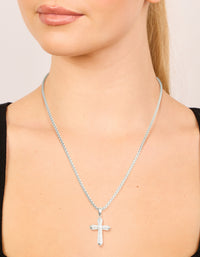 Waterproof Stainless Steel Pavé Cubic Zirconia Cross Necklace - link has visual effect only