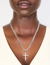 Waterproof Stainless Steel Smooth Plain Cross Necklace - link has visual effect only
