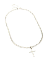 Waterproof Stainless Steel Smooth Plain Cross Necklace - link has visual effect only