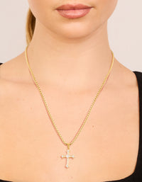 Waterproof Gold Plated Stainless Steel Gothic Cross Necklace - link has visual effect only