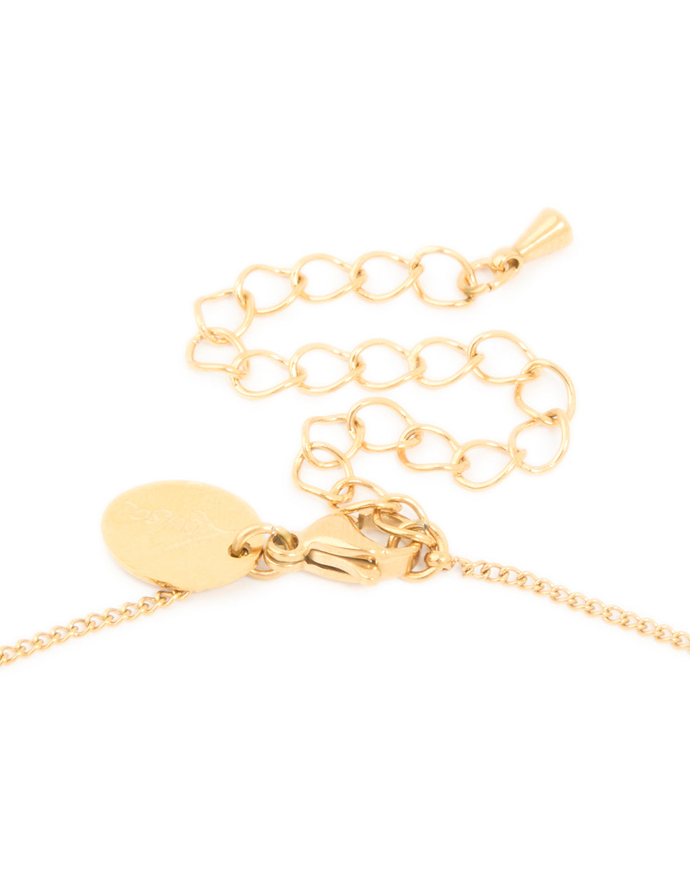 Designed with waterproof gold plated stainless steel cubic zirconia pavé starfish pendant necklace featuring ocean theme clasp detail view