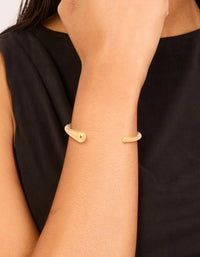 Waterproof Gold Plated Stainless Steel Organic Open Wrist Cuff - link has visual effect only