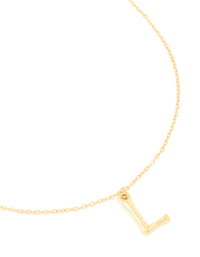 Waterproof Gold Plated Stainless Steel Bamboo Letter L Necklace - link has visual effect only