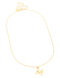 Waterproof Gold Plated Stainless Steel Bamboo Letter M Necklace - link has visual effect only
