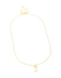 Waterproof Gold Plated Stainless Steel Bamboo Letter J Necklace - link has visual effect only