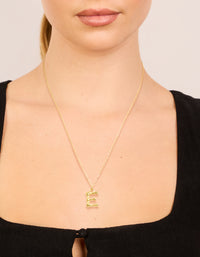 Waterproof Gold Plated Stainless Steel Bamboo Letter E Necklace - link has visual effect only