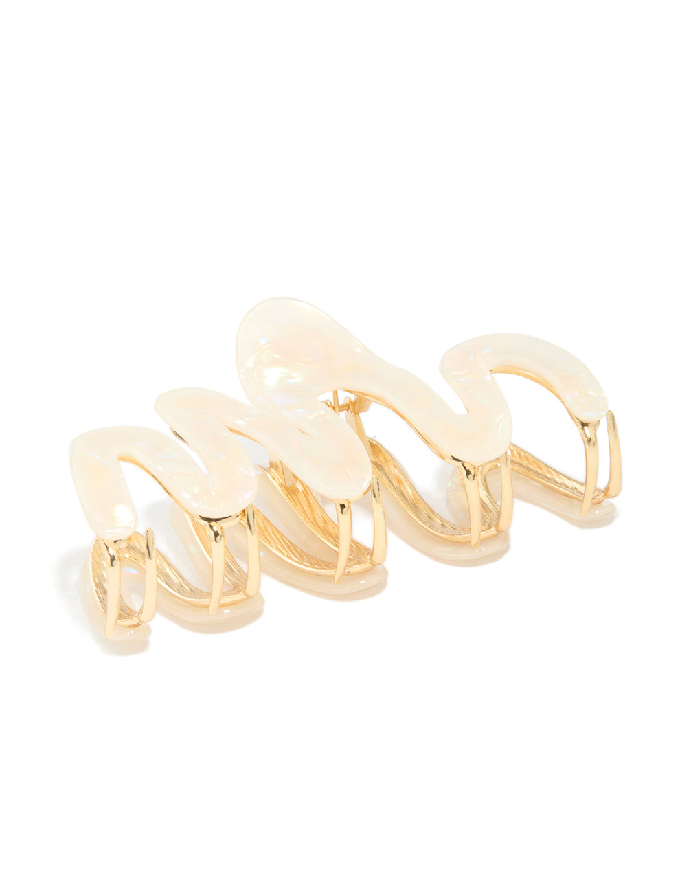 Gold Acrylic Pearl Squiggle Claw Clip