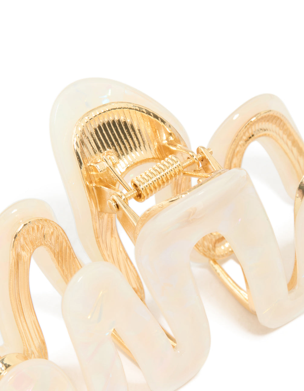 Gold Acrylic Pearl Squiggle Claw Clip