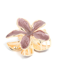 Gold Brown Enamel Frangipani Flower Claw Clip - link has visual effect only