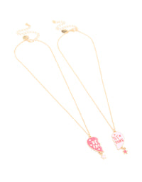 Kids Gold Pink Heart With A Star Drop BFF Necklaces 2-Pack - link has visual effect only