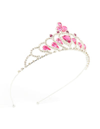 Kids Silver Heart Pink Gem Tiara Headband - link has visual effect only