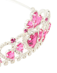 Kids Silver Heart Pink Gem Tiara Headband - link has visual effect only