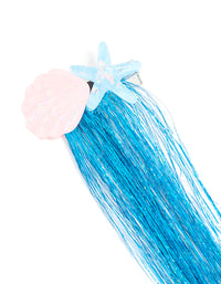 Kids Blue Tinsel Starfish & Seashell Hair Clips 2-Pack - link has visual effect only