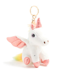 Kids Glitter Fabric Winged Unicorn Key Chain - link has visual effect only