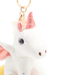 Kids Glitter Fabric Winged Unicorn Key Chain - link has visual effect only