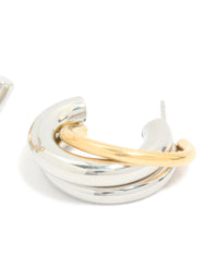 Waterproof Mixed Metal Plated Stainless Steel Large Trio Illusion Hoop Earrings - link has visual effect only