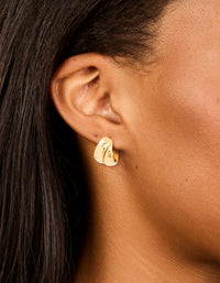 Waterproof Gold Plated Stainless Steel Wrapped Illusion Hoop Earrings - link has visual effect only