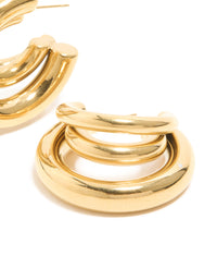 Waterproof Stainless Steel Triple Illusion Hoop Earrings - link has visual effect only