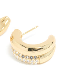 Waterproof Gold Plated Stainless Steel Cubic Zirconia Pave Illusion Hoop Earrings - link has visual effect only