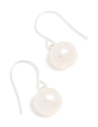 Sterling Silver Pearl Drop Hook Earrings - link has visual effect only