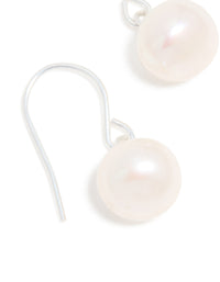 Sterling Silver Pearl Drop Hook Earrings - link has visual effect only