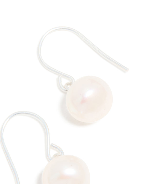 Sterling Silver Pearl Drop Hook Earrings