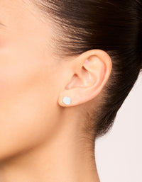Sterling Silver Hammered Round Stud Earrings - link has visual effect only