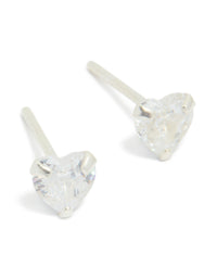 Sterling Silver Cubic Zirconia Heart Stud Earrings - link has visual effect only