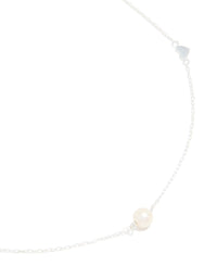 Sterling Silver Pearl & Heart Necklace - link has visual effect only