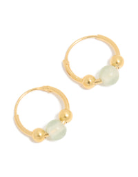 Gold Plated Sterling Silver Green Semi-Precious Stone Hoop Earrings - link has visual effect only