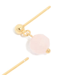 Gold Plated Sterling Silver Rose Quartz Semi Precious Stone Drop Earrings - link has visual effect only