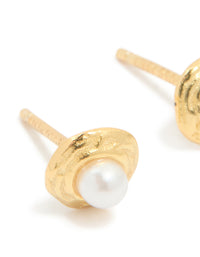 Gold Plated Sterling Silver Pearl Stud Earrings - link has visual effect only
