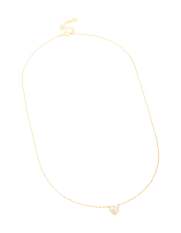 Sterling Silver Cubic Zirconia Halo Heart Necklace