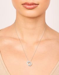 Waterproof Stainless Steel Cubic Zirconia Triple Circle Link Necklace - link has visual effect only