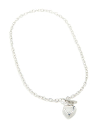 Waterproof Stainless Steel Chunky Heart T & O Necklace - link has visual effect only