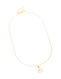 Waterproof Gold Plated Stainless Steel Cubic Zirconia Heart Pendant Necklace - link has visual effect only