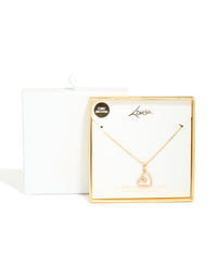 Waterproof Gold Plated Stainless Steel Cubic Zirconia Heart Pendant Necklace - link has visual effect only
