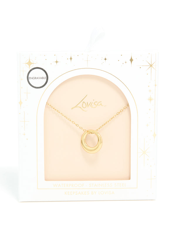 Waterproof Gold Plated Stainless Steel Disc Pendant Necklace