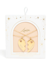 Waterproof Gold Plated Stainless Steel BFF Heart Necklaces 2-Pack - link has visual effect only