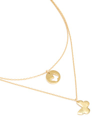 Waterproof Gold Plated Stainless Steel BFF Butterfly Layered Necklace - link has visual effect only