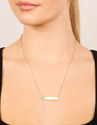 Waterproof Gold Plated Stainless Steel Cubic Zirconia Engravable Bar Necklace - link has visual effect only